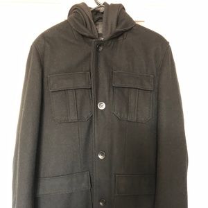 Black Rivet Hooded Peacoat